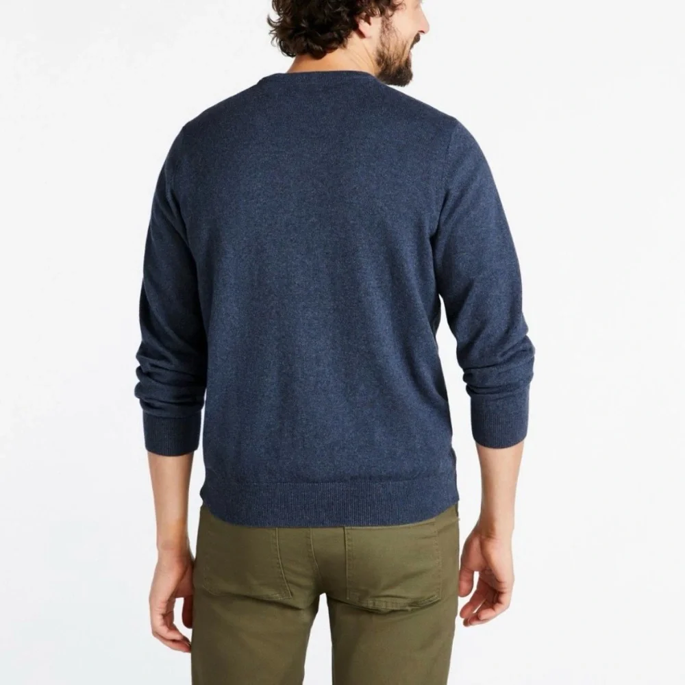 LL Bean Blue V Neck Cotton Cashmere Pullover Sweater XL‎